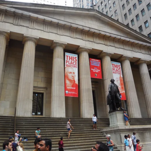 Spot where Rage Against The Machine played and shut down Wall St. — New York City, USA