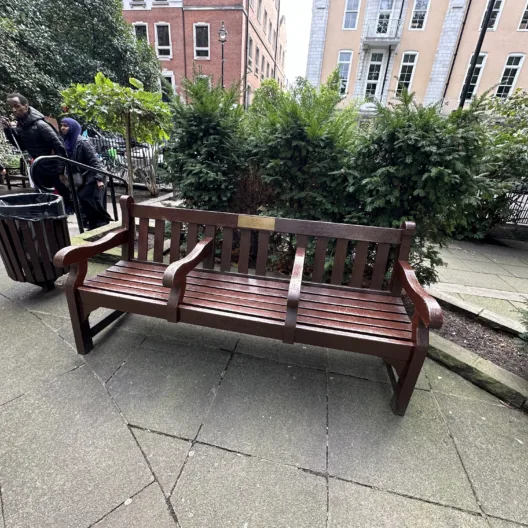 Kirsty MacColl memorial bench — London, United Kingdom