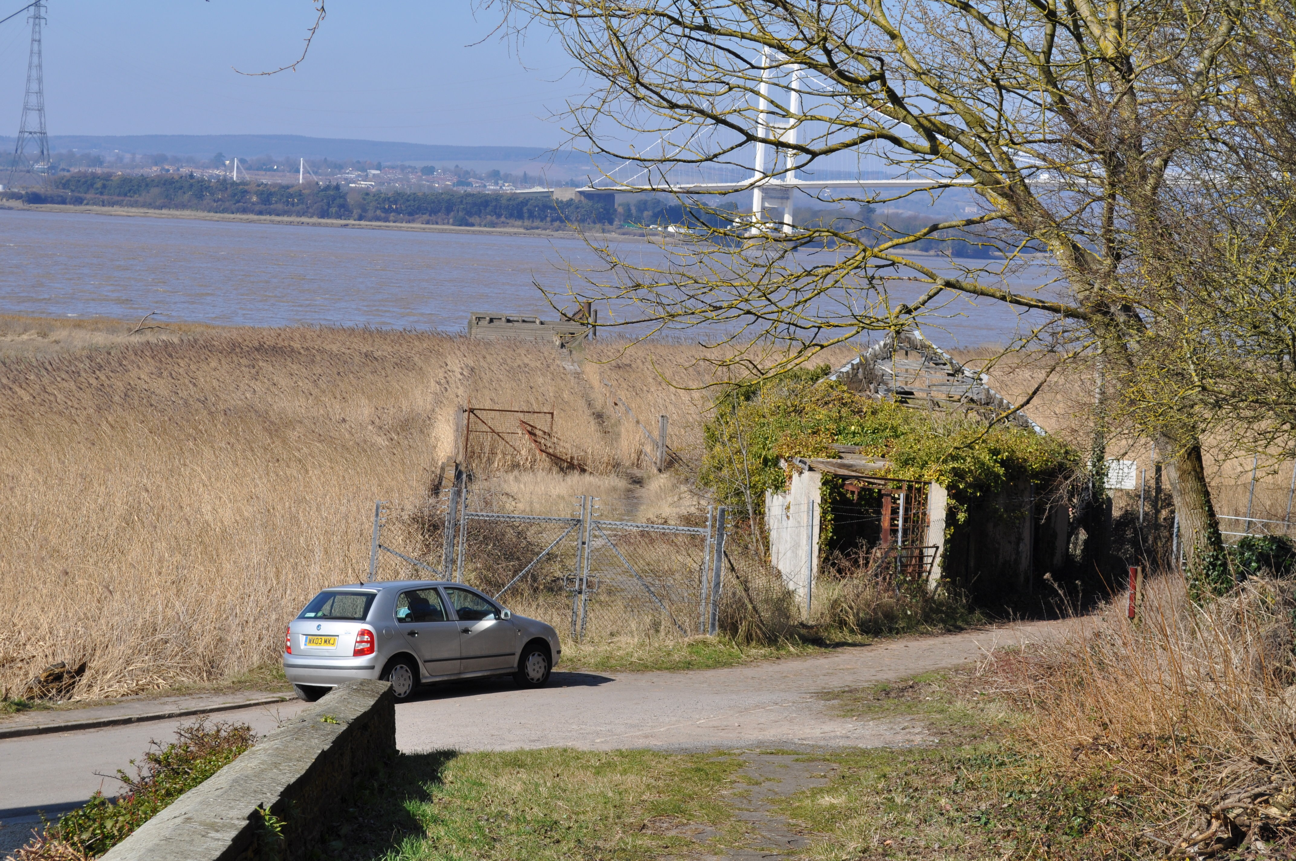 Aust Ferry terminal disused buildings and slipway
