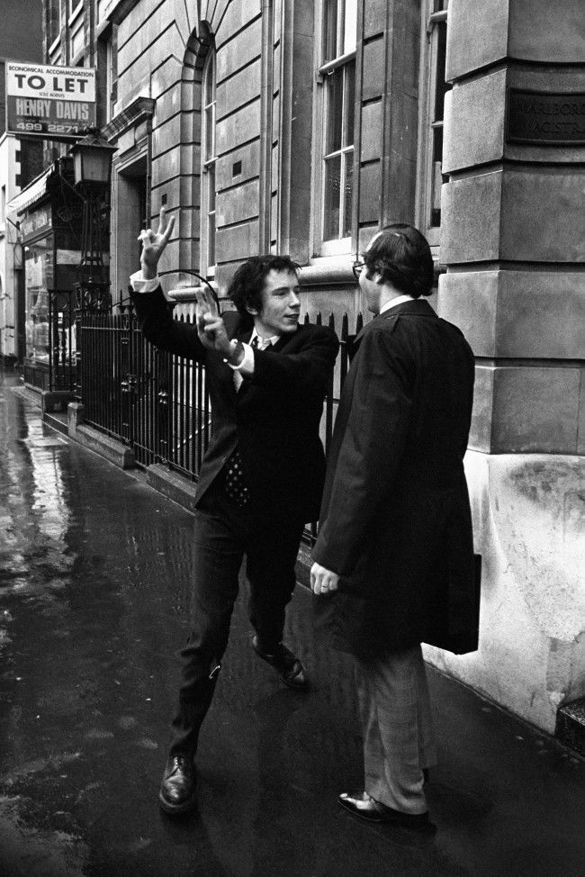 Johnny Rotton outside Marlborough Street Magistrates Court