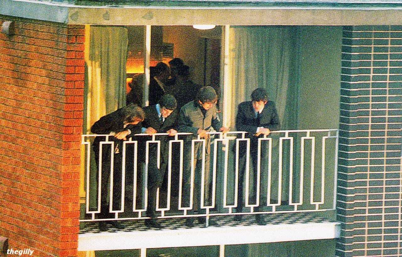 The Beatles on the Sheraton Hotel Balcony in Sydney